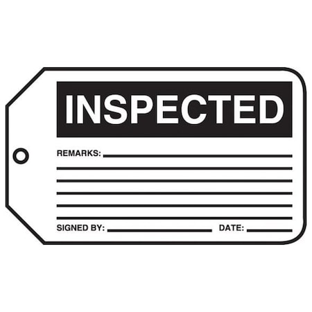 Accuform Safety Tags, INSPECTED, 5.75in x 3.25in, PF-Cardstock, 25PK MMT305CTP